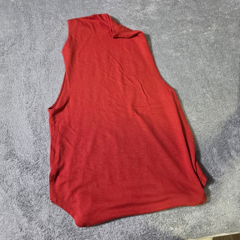 Leith Womens S Mock Neck Tank Top Red Sleeveless Curved Hem Knit TL337777MI - Picture 5 of 6